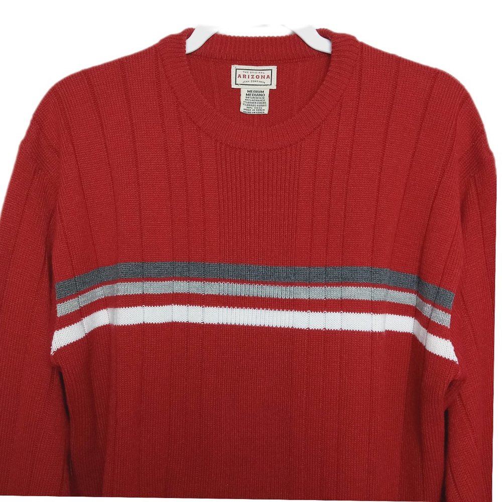 Vintage Y2K Arizona Men's Sweater Red Striped Size Medium - Picture 3 of 9